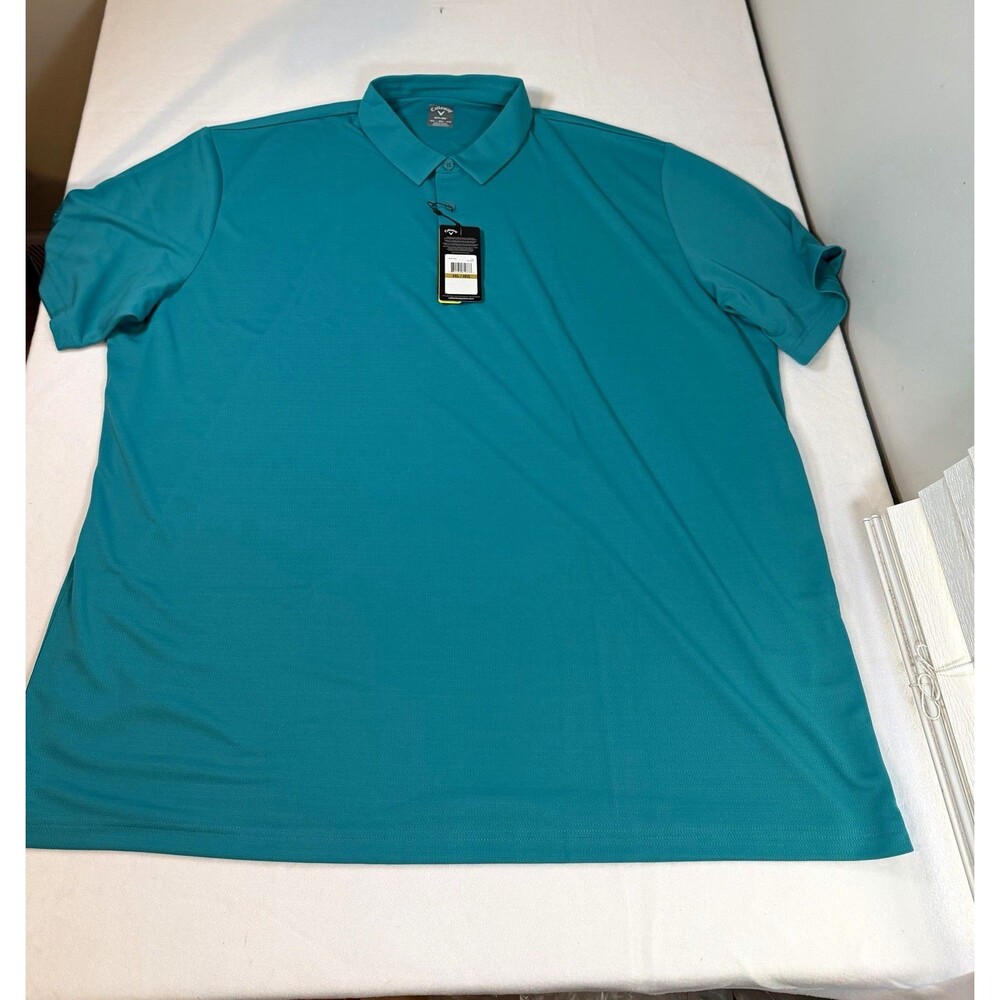 Callaway Opti-Dri Polo Men's 4XL Blue Solid Short Sleeve Collared Knit UV